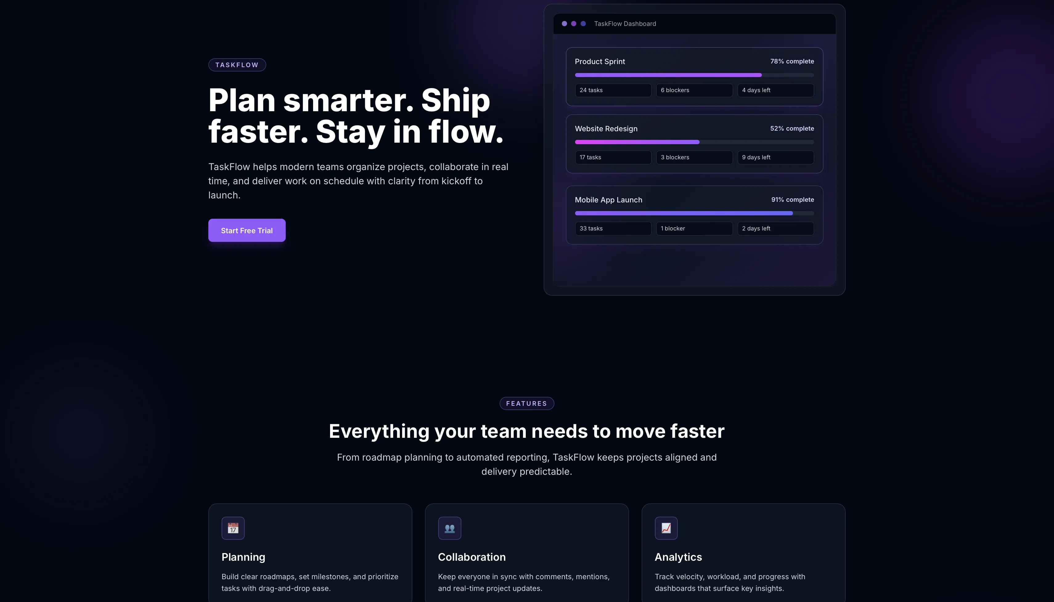SaaS landing page with responsive design fully generated by Lurus Code AI agent