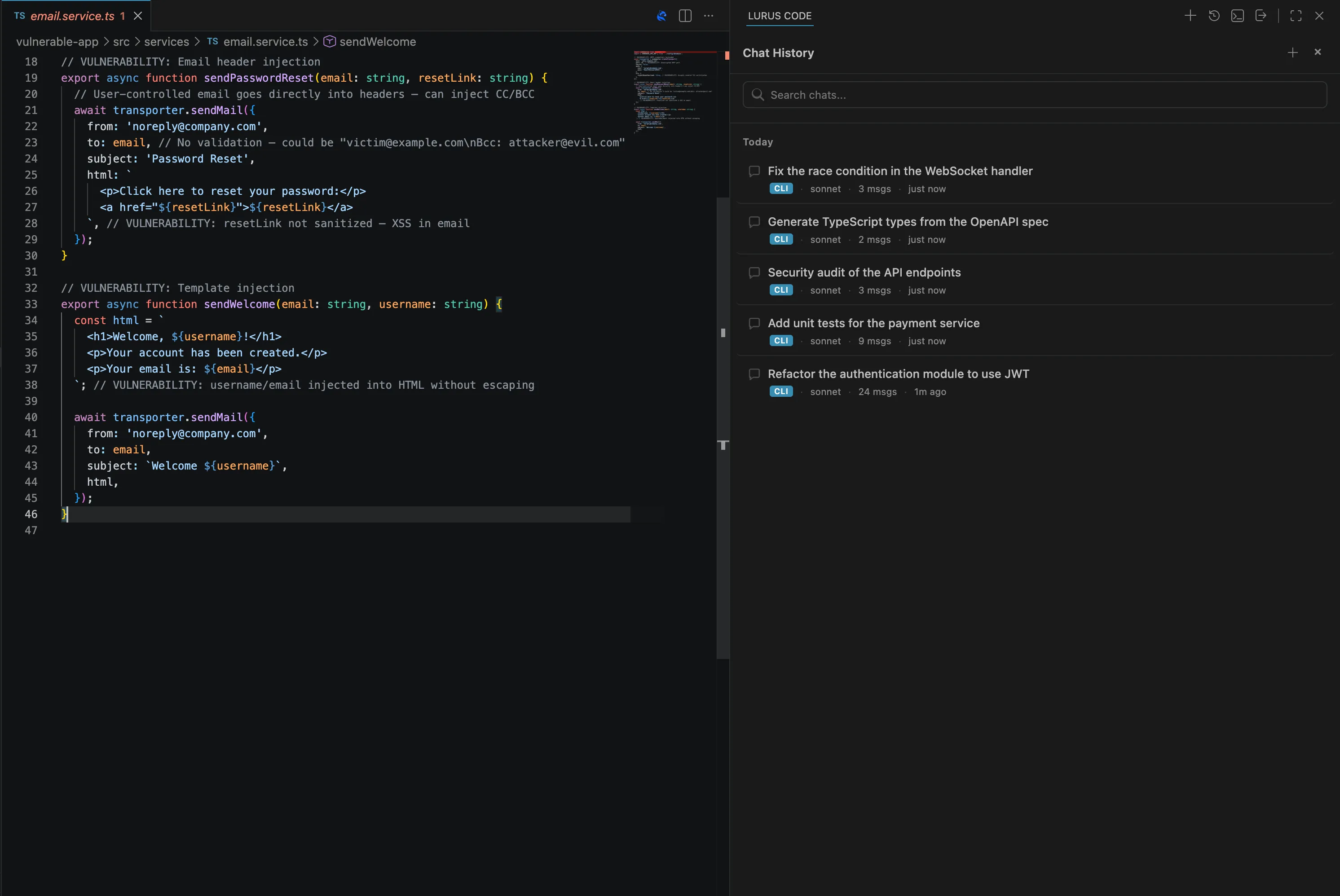 Lurus Code session memory preserving full chat history and coding context across tasks